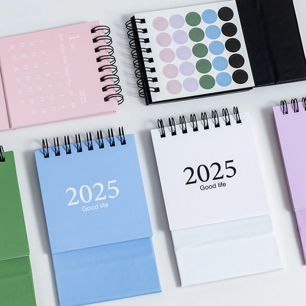 Mini calendrier de bureau créatif pour étudiants, calendrier à bobine portable, bloc-notes de licence, mémo, papeterie, petit bureau, 2025