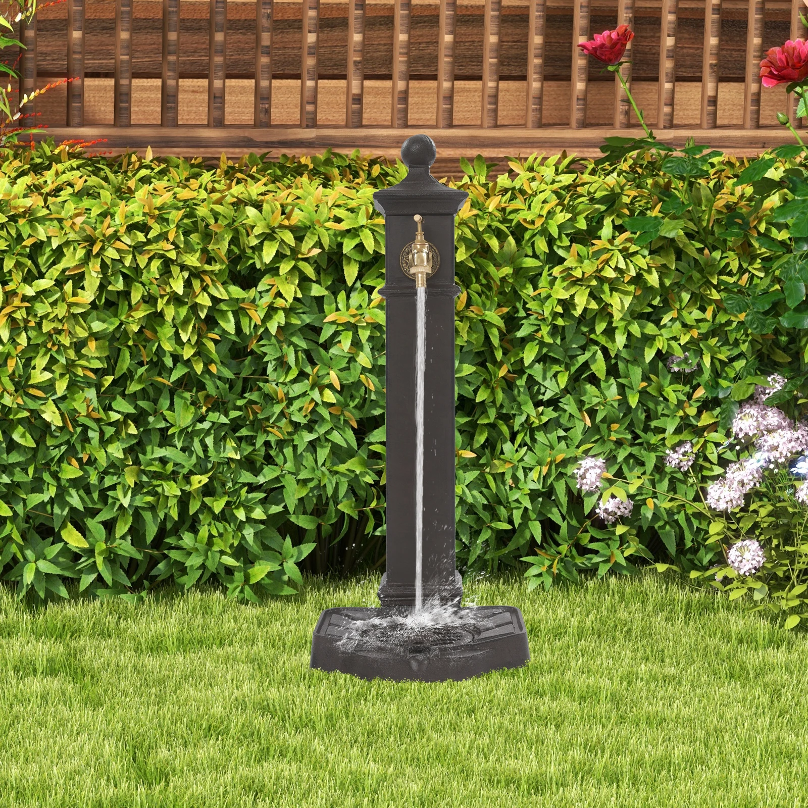 

Square Outdoor Water Column w/Faucet Freestanding Hydrant Water Tap Retro Water Column for Garden Pasture Backyard Irrigation