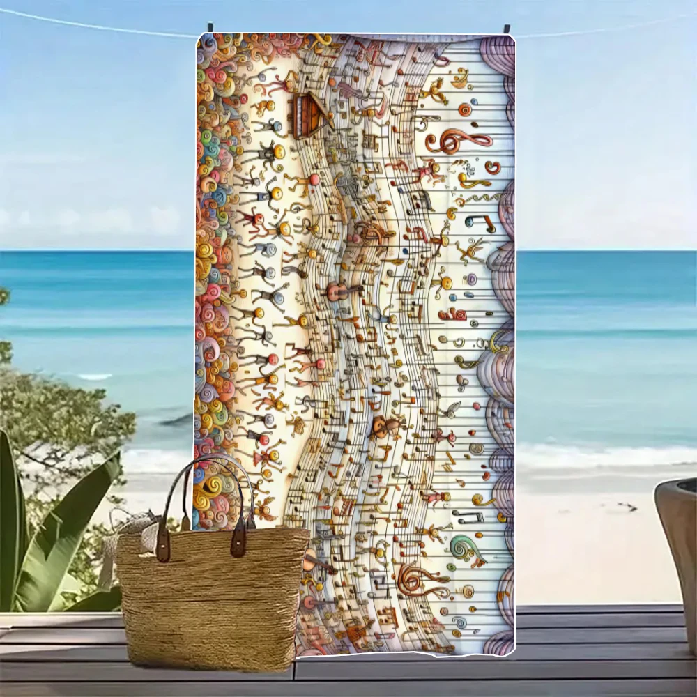 Music Notes Beach Towels, Highly Absorbent Bath Towels, Essential for Outdoor Swimming8.19