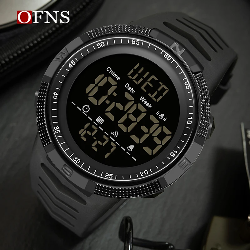 OFNS Luxury Brand Digital Watch Men 50M Waterproof Sport Watches Military LED Light Stopwatch Clock Electronic Reloj Hombre