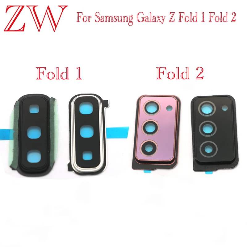 For Samsung Galaxy Z Fold 2 3 4 5 Fold1 fold2 Rear Back Camera Lens With Frame Replacement Part With Sticker