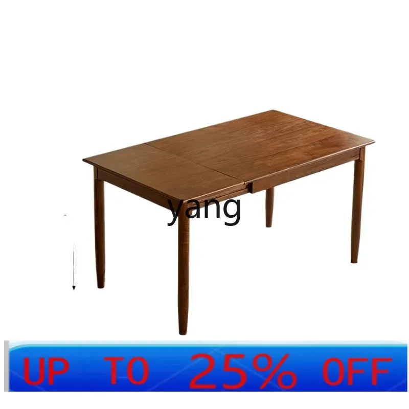 

LMM black walnut retractable dining table solid wood small apartment dining table household simple rectangular dining table