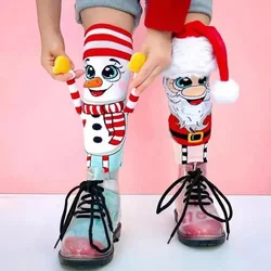 20PCS Fun Christmas Socks Santa and Snowman Novelty Women's Cozy Slipper Socks for Girls Women Fluffy Socks Santa Stocking