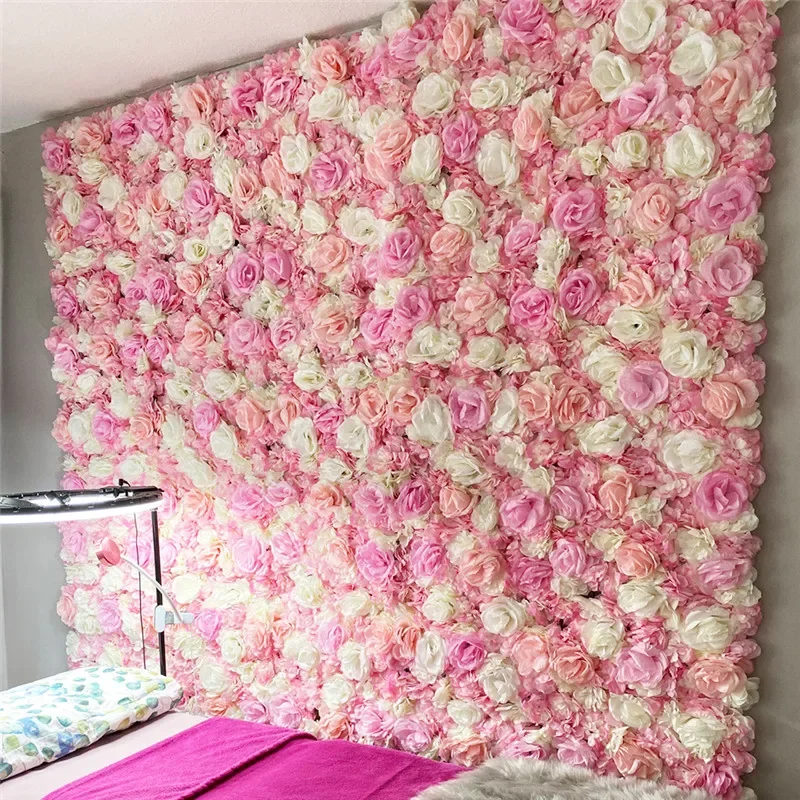 

60cmX40cm Silk Rose Flower Wall Decor Wedding Backdrop Decoration Artificial Flowers Home Decor Event Background