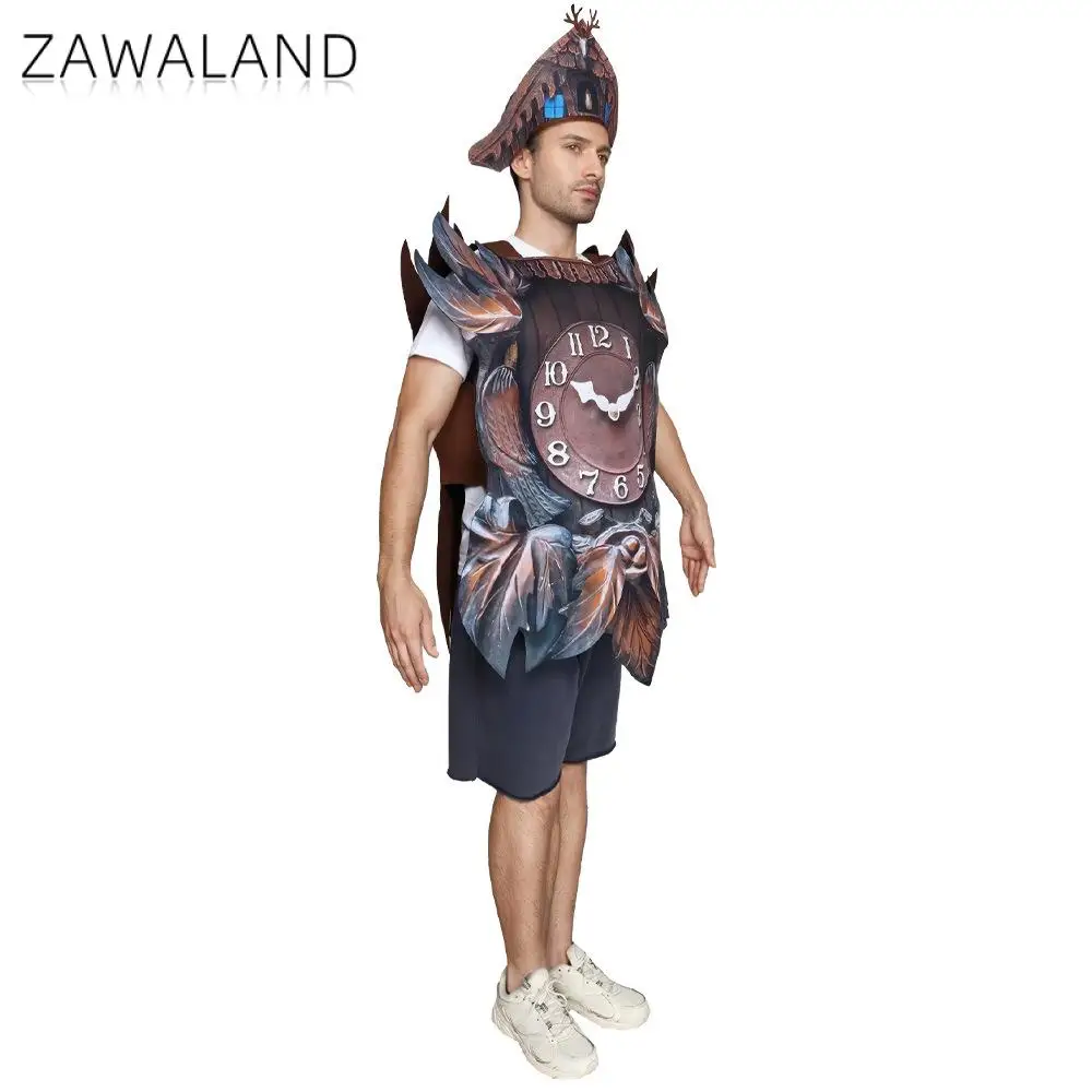 Zawaland Vintage Clock Costume with Hat Halloween Stage Performance Clothes Men Funny Party Cosplay Outfit Adult Festival Suit view 3