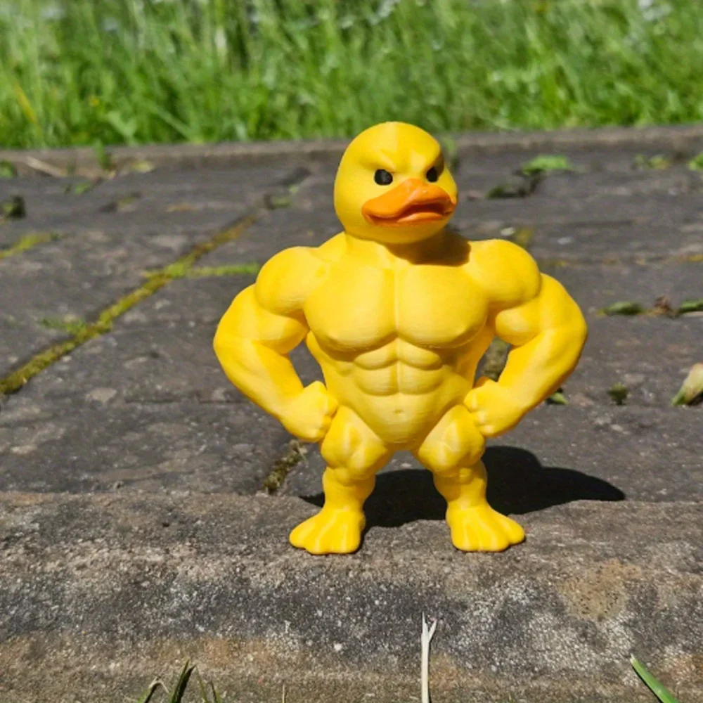 Muscle Duck Statue -3D Desktop Decor,Cute Bookshelf Whimsical Figurine,Multifunctional Indoor/Outdoor Decoration, Home Accessory