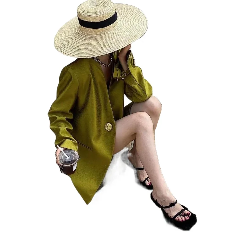 Jacke Damen Frühlings- oder Herbstmode Neues Nischendesign Sinn für kleine Anzüge mit Schultern Senior Sense Retro Mittellanger Anzug