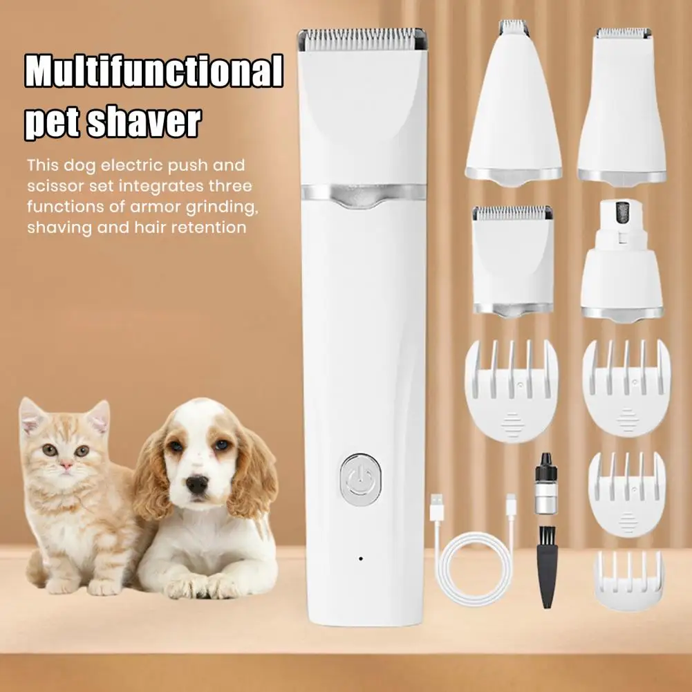 Dog Hair Clippers Grooming Kit，with Nail Grinder，4 in 1，Electric Trimmer，for Dogs Cat，Low Noise，USB Rechargeable，Pet Paw Shaver