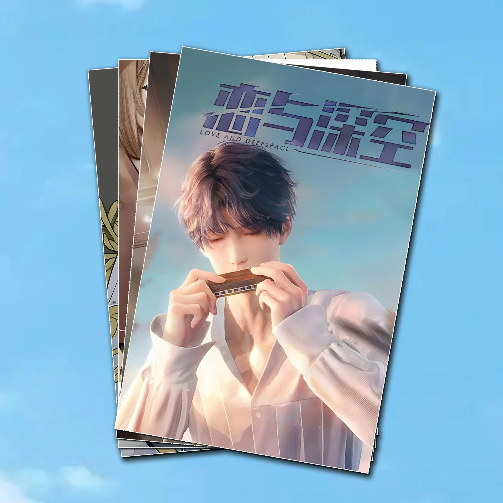 Photo Book Card com suporte acrílico, Adesivo, Chaveiro Set, Amor e jogo do espaço profundo, QI yu