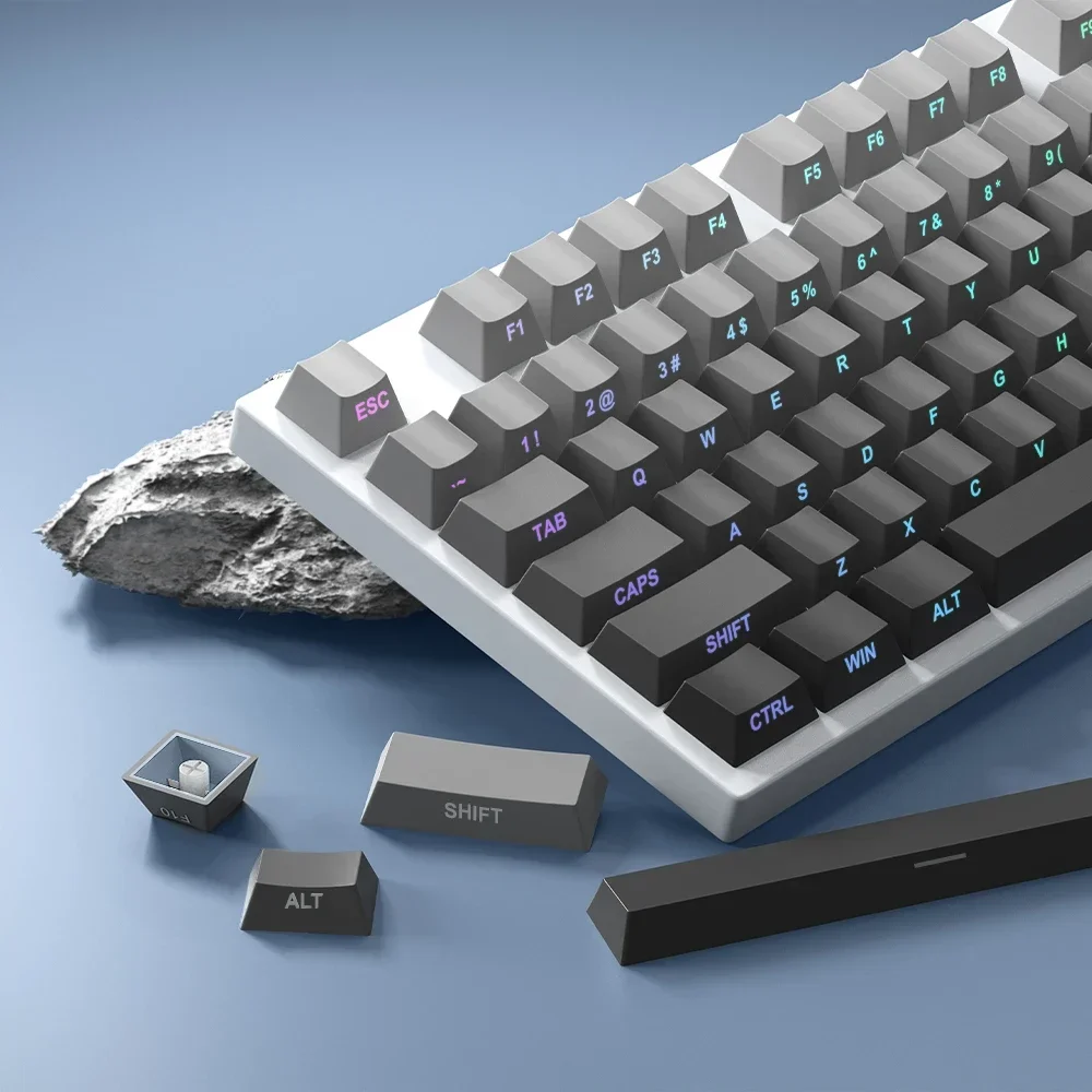 2025 PBT Material 133 Keys Cherry Profile Gray Gradient Keycaps Side Engraved Dye Sublimation For Mechanical Keyboard Keycaps