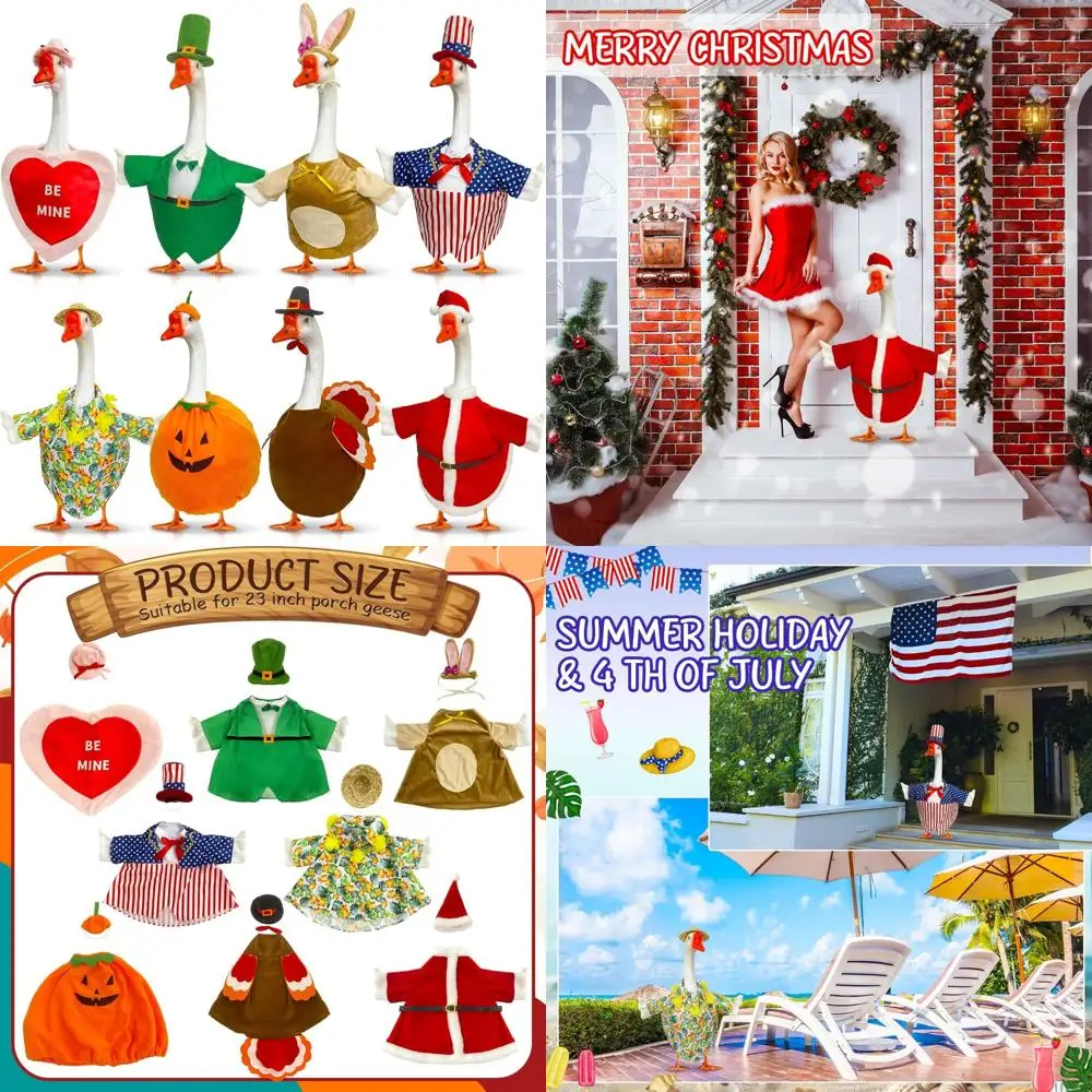

Summer 4th of July Fall Halloween Christmas Valentine's Day St. Patrick's Day Easter All-Season Holiday Goose Outfits for Porche