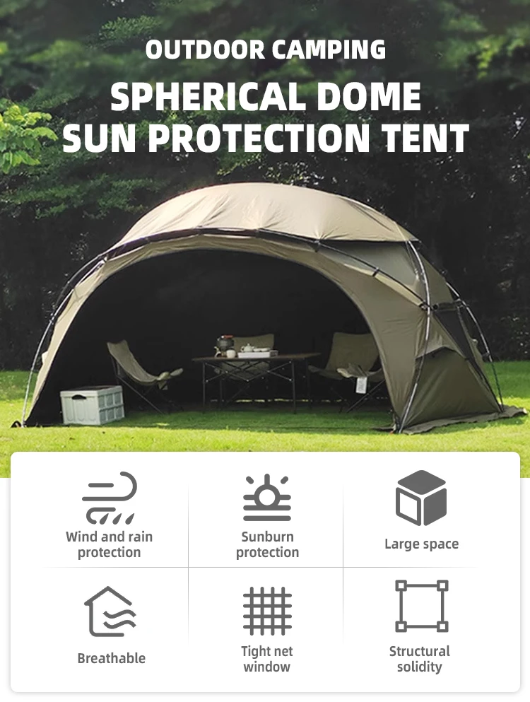 Glamping Black Lightweight Big Size Shelter Tent Sun Protection Outdoor Dome Camping Weather Proof Ball Tent