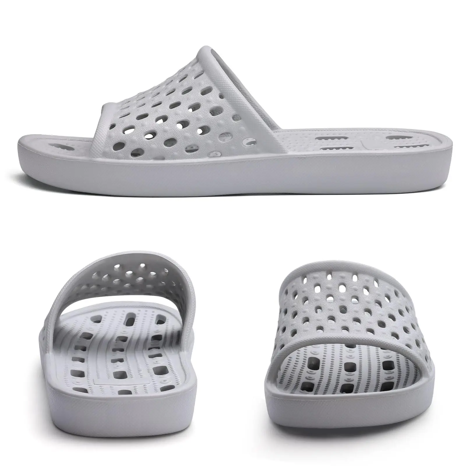 Smile Popcorn Summer Hollow Drainage Shower Slippers Quick Dry Non Slip Open Toe Bath Slides Breathable Indoor Bathroom Sandals