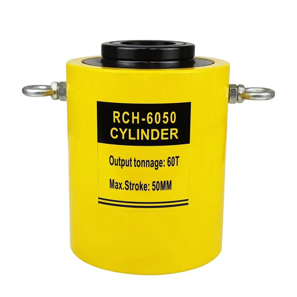 60 Ton Hollow Plunger Hydraulic Cylinder Jack, Single Acting Hydraulic Ram with 50mm Stroke for Tensioning & Lifting Work