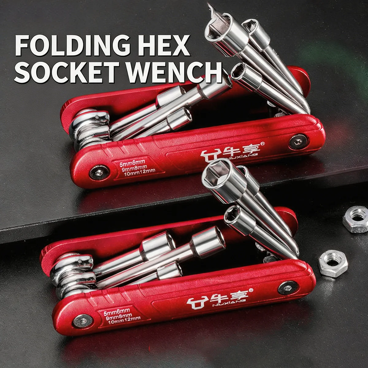 

6 in 1 Folding Socket Wrench Set, Multi-Functional Hex Nut Driver, Portable Spanner Tool for Household Repair & DIY Hand Tool
