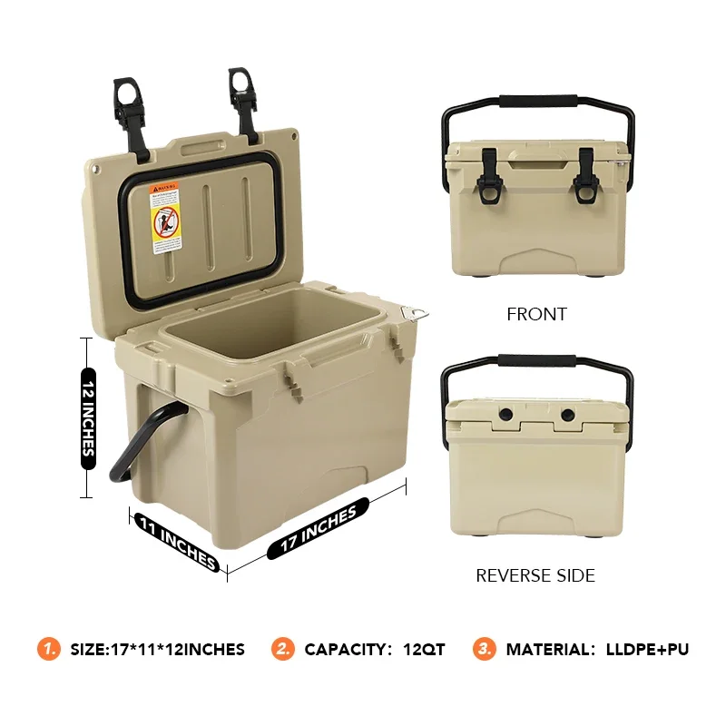 Scatola refrigerante in metallo duro per bevande termiche portatili isolate di nuovo stile 12QT per viaggi in campeggio