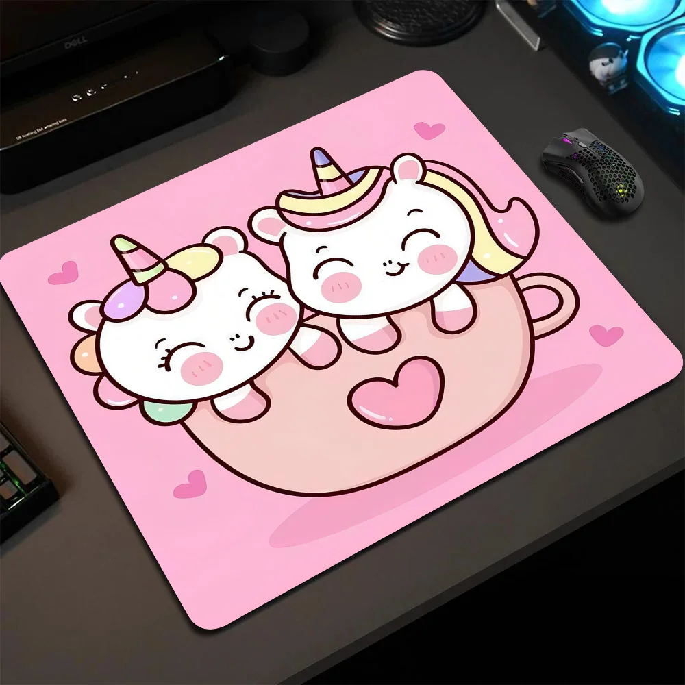 

Cartoon Unicorn Mousepad Small LockEdge Mouse Pad For Gamers Computer Desk Pad Rectangular Anti-slip Rubber