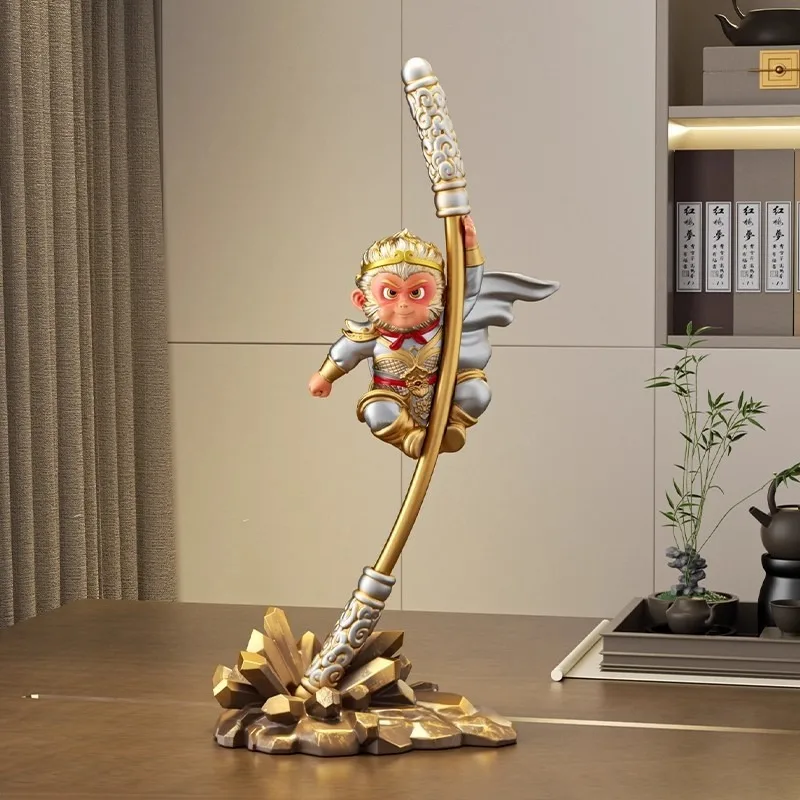 Monkey King Sun Wukong Figurine Q Version Journey to the West Action Figure with Golden Staff for Collection & Decor
