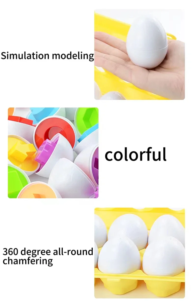 Giocattoli per uova Montessori Selezionatore di forme di colore Giochi di abbinamento Giocattoli educativi per l'apprendimento per bambini di 1-3 anni