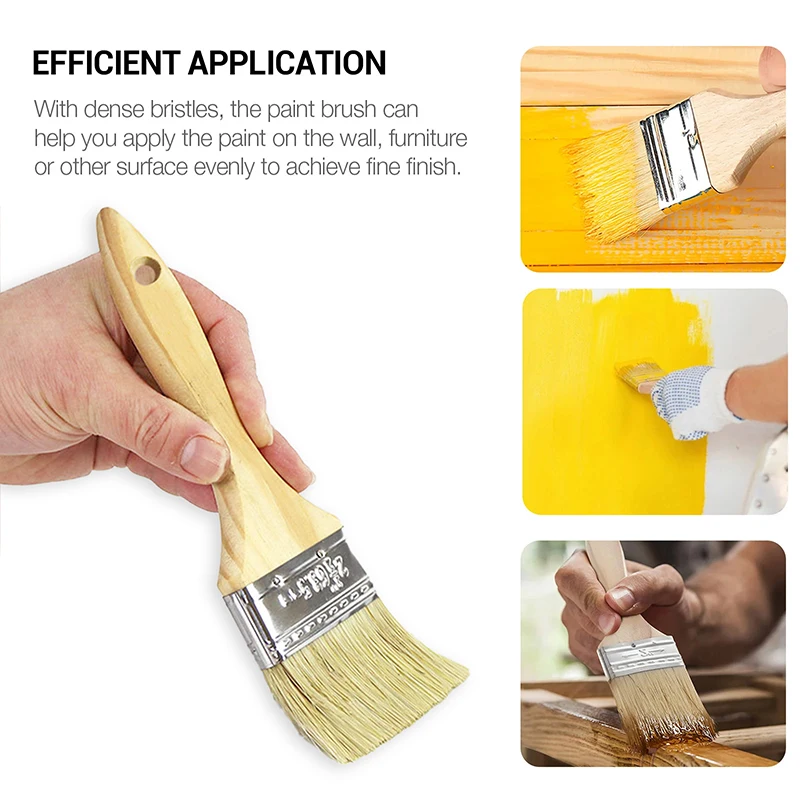 Wooden Handle Pig Bristle Paint Brush - for BBQ, Oil Painting, Wall Staining & Furniture | DlY & Professional Use
