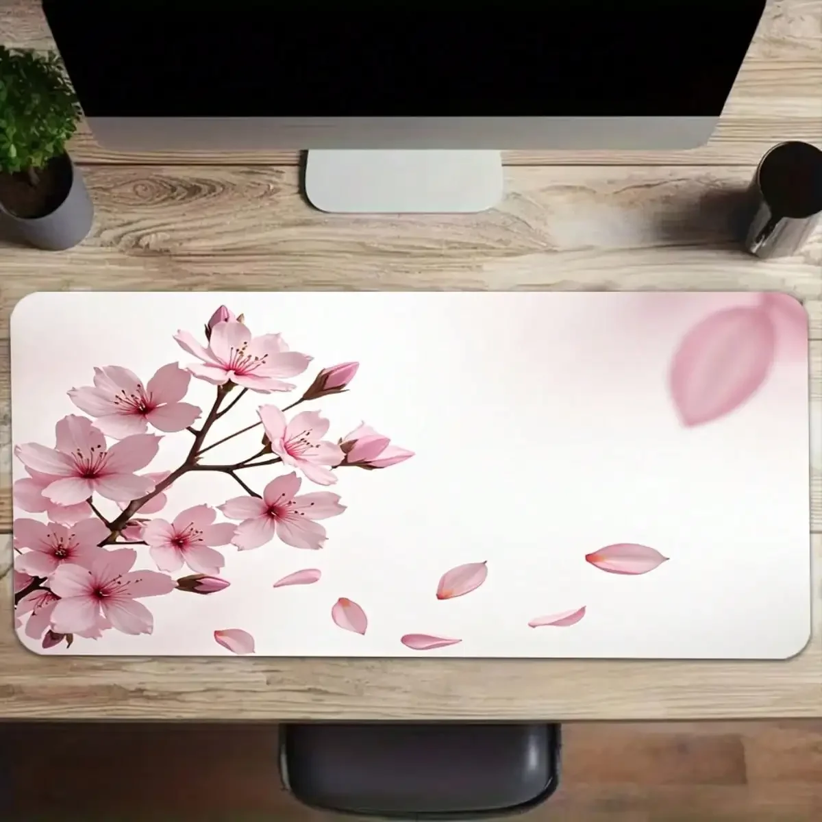 

1 Pc Cherry Blossom Falling-Themed Mouse Pad With Exquisite Pattern Print, 23.6x13.8in(60x35x0.3cm) Multifunctional And Versatile, Reusable, Finely Crafted, Desk Mat, For Office And Home Use, Daily Necessities, Graduation Gift, Christmas Gift
