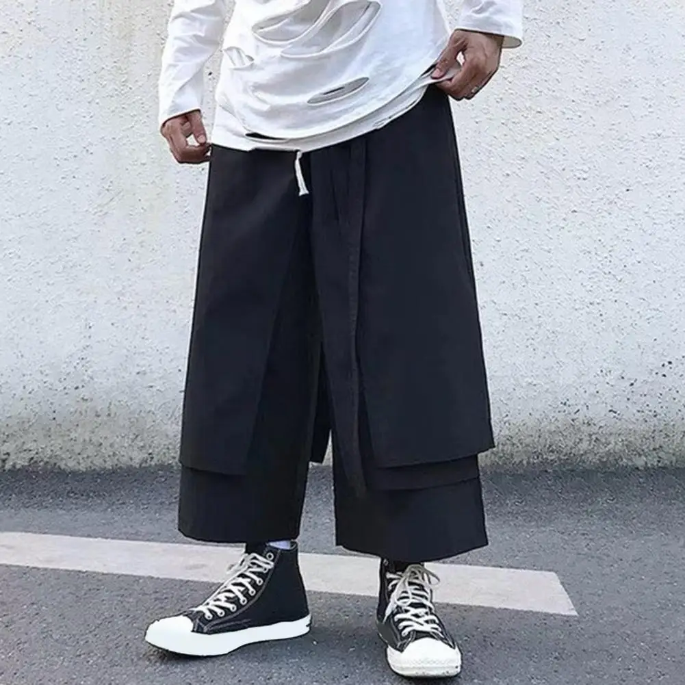 Simple Loose Fit Men Pants Trendy Men's Loose Fit Hip-hop Pants with Pockets for Everyday Street Style Men Black Casual Pants