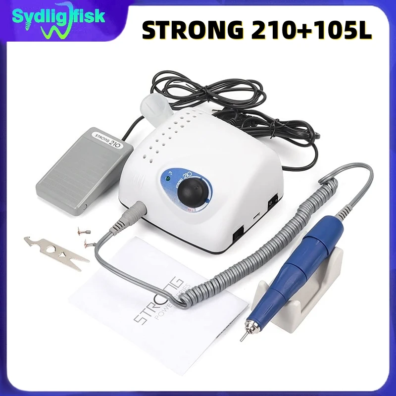 

Мощный аппарат для маникюра и педикюра Strong 210: электрическая фрезерная машинка с ручкой 105L, микромотор для стоматологии, полировочный инструмент