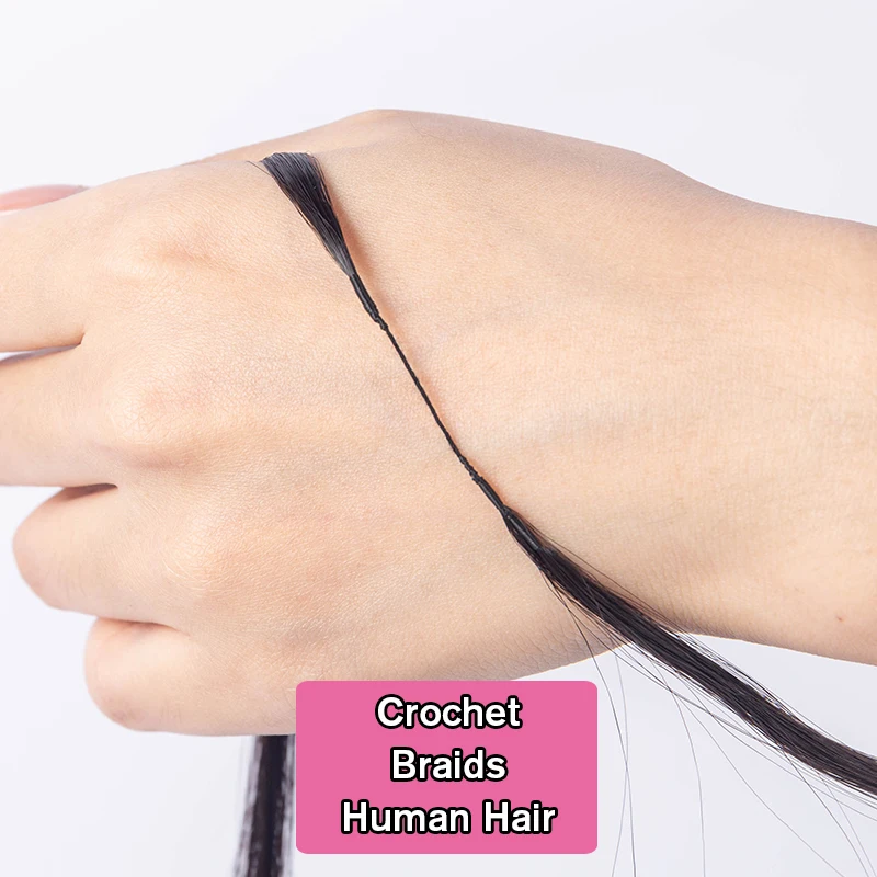 وصلات شعر كروشيه شعر بشري خفيف ياكي مستقيم كروشيه بدون عقد ريشة غير مرئية مع سلسلة في الأوسط مفصول مسبقًا #6