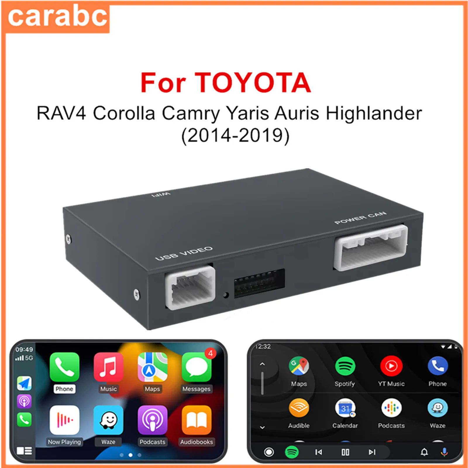 

CARABC Wireless Carplay Android Auto GPS Navigation For TOYOTA RAV4 Highlander Tundra Sienna Prius Yaris Camry CHR