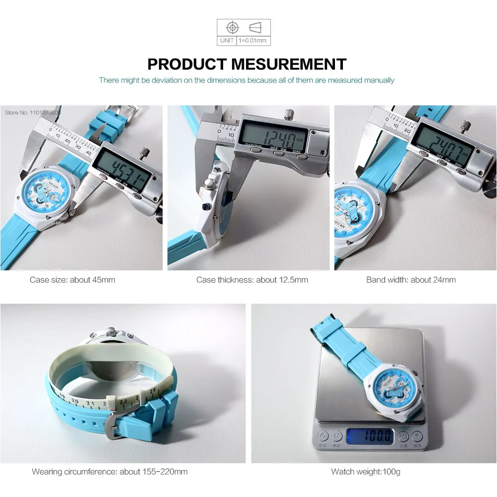 MEGIR ساعات كوارتز رياضية جديدة للجنسين مع حزام سيليكون وأيدي مضيئة مقاومة للماء متعددة الوظائف للرجال والنساء