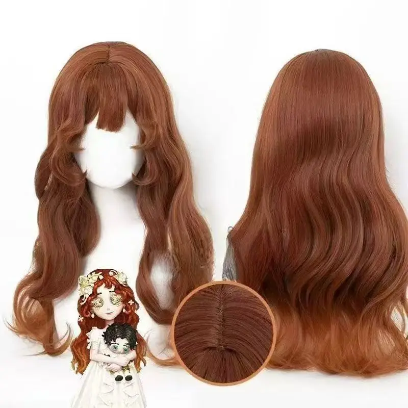 Anime Identity V Eurydice (Little Girl) Cosplay Wig Simulated Scalp Long Curly Synthetic Fiber Hair Rose Net For Halloween Wig