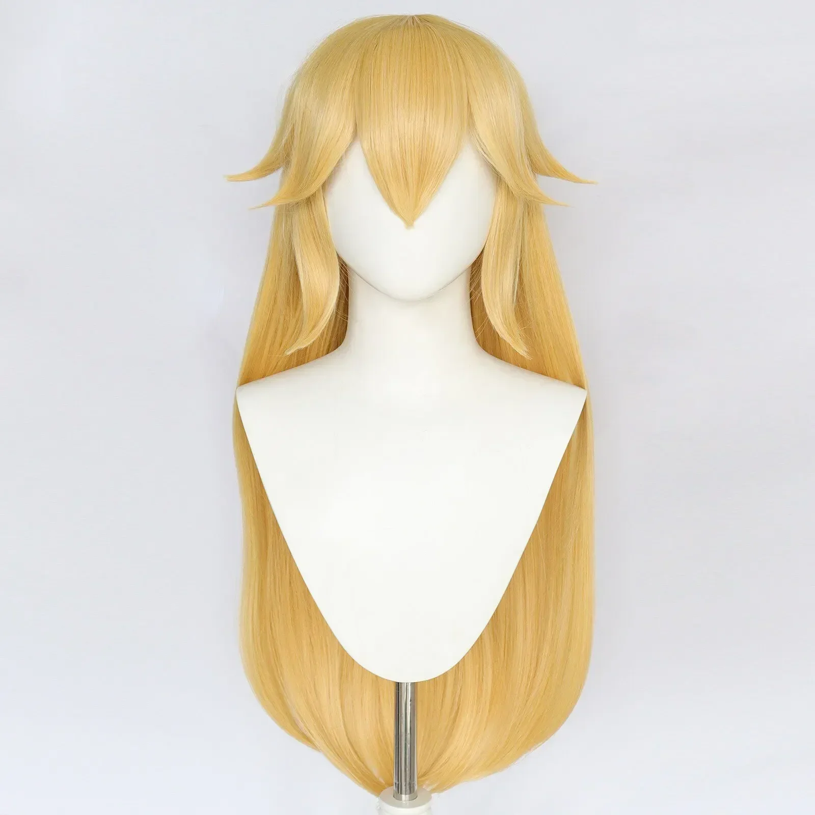 

QQXCAIW Synthetic Hair 30 Inch Long Blonde Straight Princess Peach Cosplay Wig for Women Halloween Party Wigs