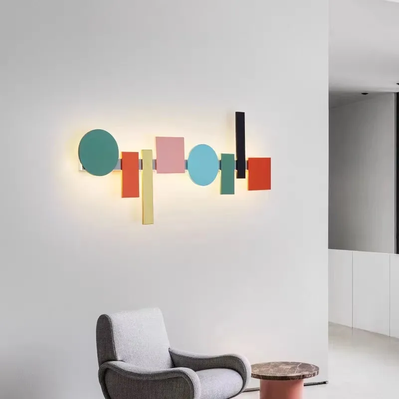 Imagem -05 - Nordic Totem Modular Wall Lamp Led Longo Luz Geométrica para o Fundo Cabeceira Macaron Corredor Varanda Decorativa Varanda