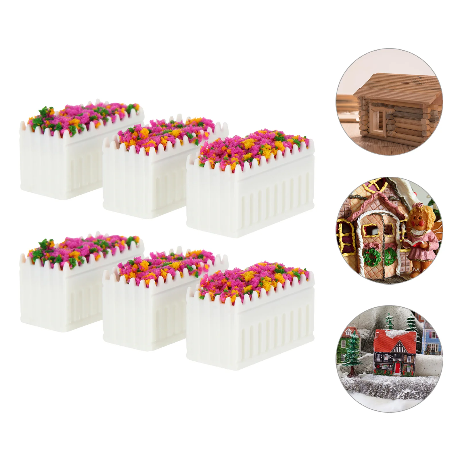 6 Pcs Decorative Planter Flower Pots Dollhouse Accessories Beds Miniature Succulent Plants Micro Landscape