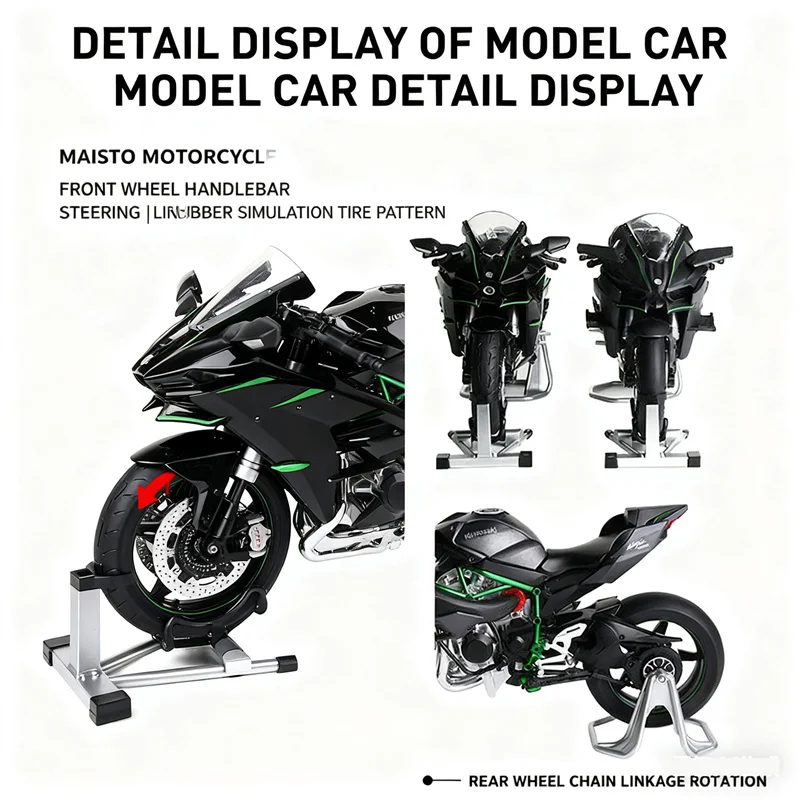 Key Start 1:9 H2 H2R Alloy Sports Motorcycle Model Diecast Track Racing Motorcycle Model With Spray Sound and Light Kid Toy Gift