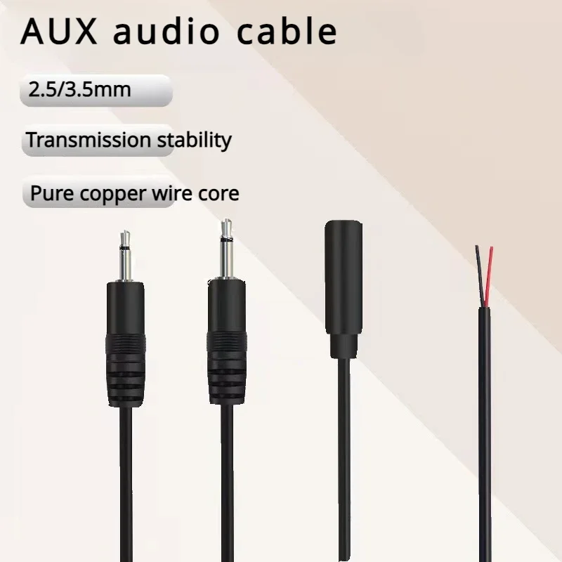 3.5mm 2.5mm Male Plug/Female Jack to Bare Wire Open End TS Mono/3 Pole/4 Pole TRRS Stereo Plug Jack Connector Audio Cable