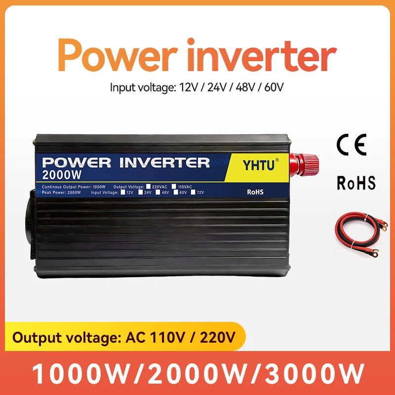 

Power inverter 1000W 2000W 3000W 12V/24V DC to AC 220V 50Hz 60Hz Frequency converter Automotive inverter Transformer