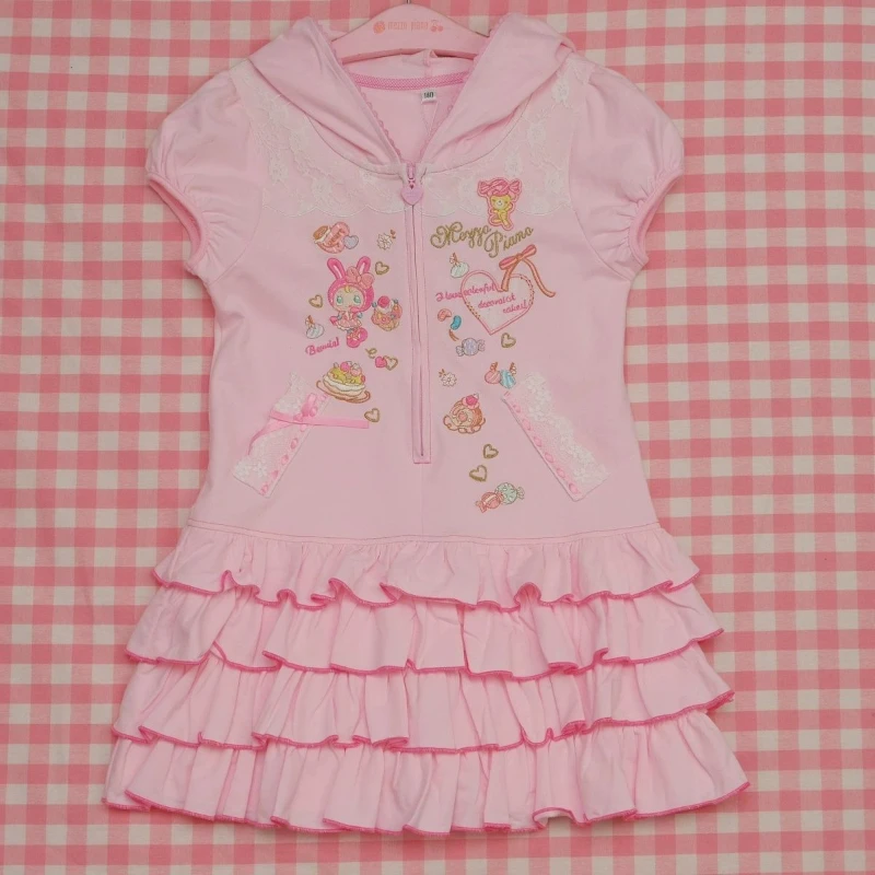 

Sweet Lolita Style Hooded Cake Dress Women Cute Bunny Embroidery Kawaii Party Mini Dress Female Korean Fashion Princess Dresses