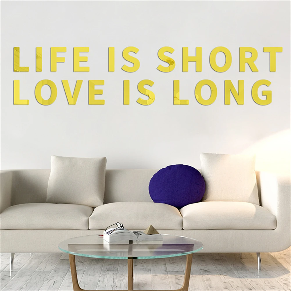 Acrylic Mirror Wall Sticker Party Decor 26 Living Room Alphabet Stickers Background DIY English Letters Festival