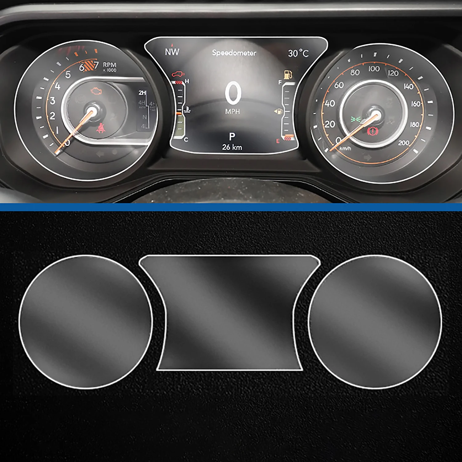 Car Dashboard Protective Film for Jeep Wrangler JL 2024 2025 Dashboard Screen Display TPU Protect Stickers Interior Accessories