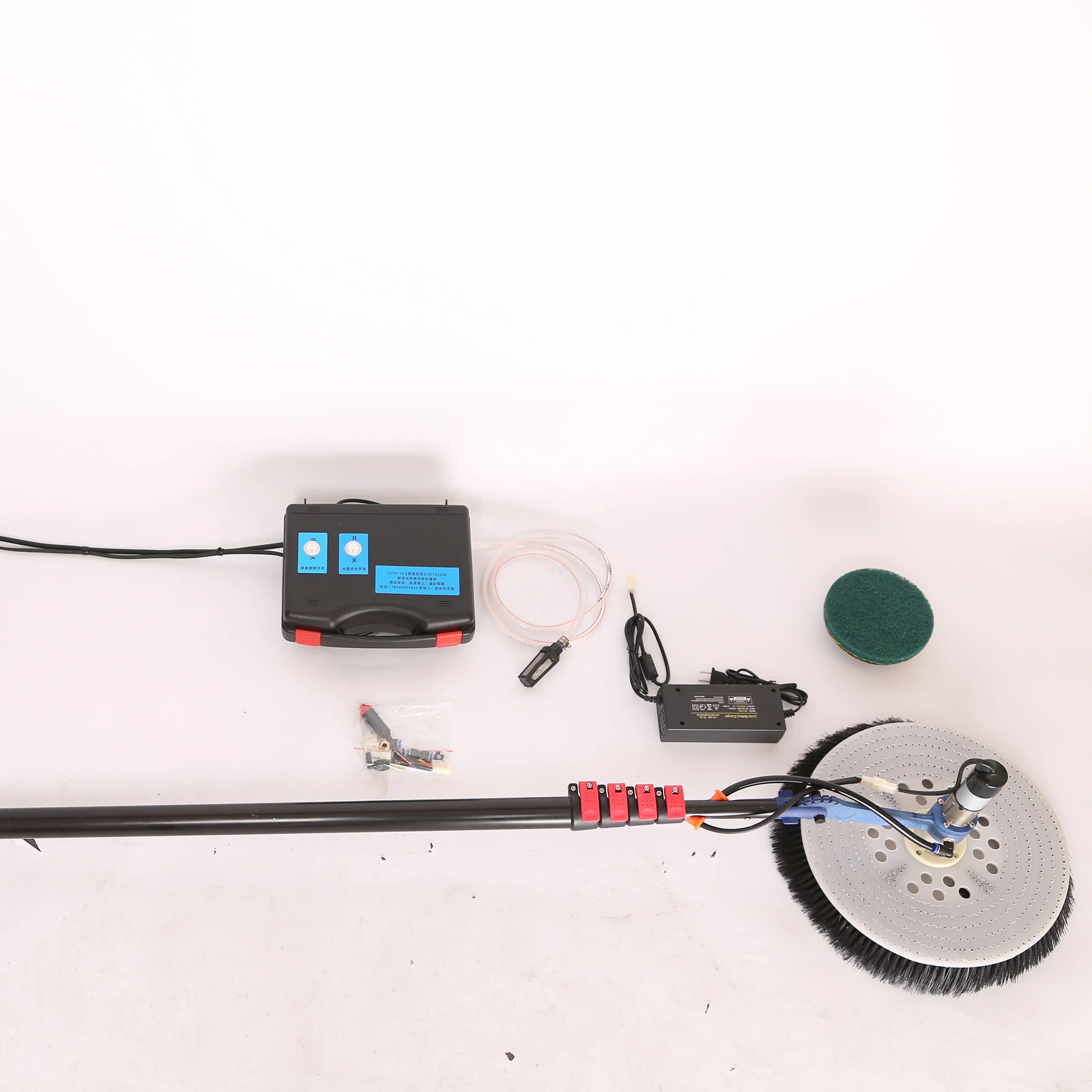 

Telescopic handle electric solar panel rotating cleaning brush double head clean tool for photovoltaic system