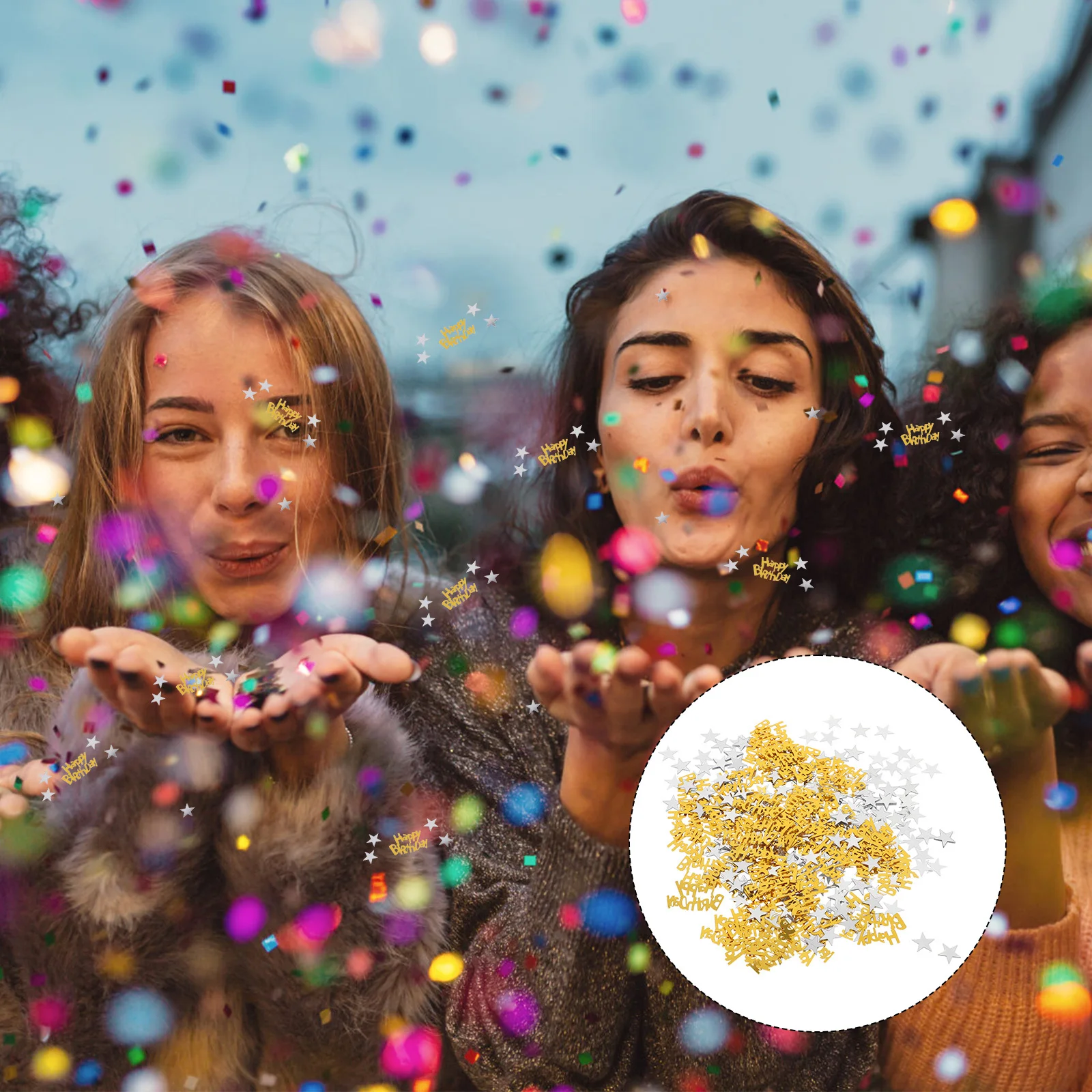 

5 Bags Colorful Five Corner Glitter Confetti Easy to Use Birthday Party Scatter for Tables Floors Balloon Decor Happy Birthday