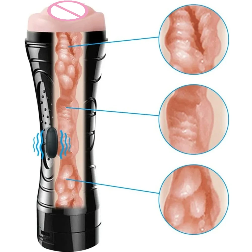 Male Masturbator Sucking Rotation Endurance Exercise Flesh Like LIght Vibratin 2-in-1 Masturbaror Parar Hombre Sex Toys for Men view 6