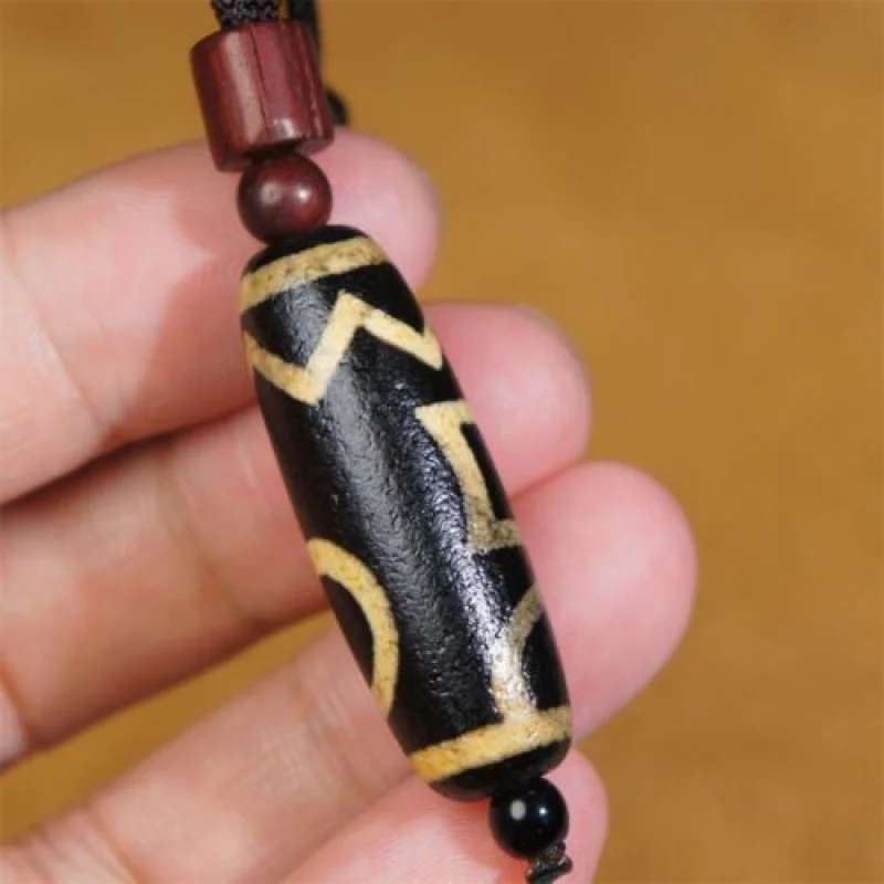 Himalayan Tibetan DZI Beads Old Agate Heaven＆Earth Totem Amulet Pendant GZI