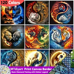 Yin Yang dier tijger hars 120 kleuren diamant schilderij print canvas grens sticker legende Taichi Art nieuwe collectie wanddecoratie
