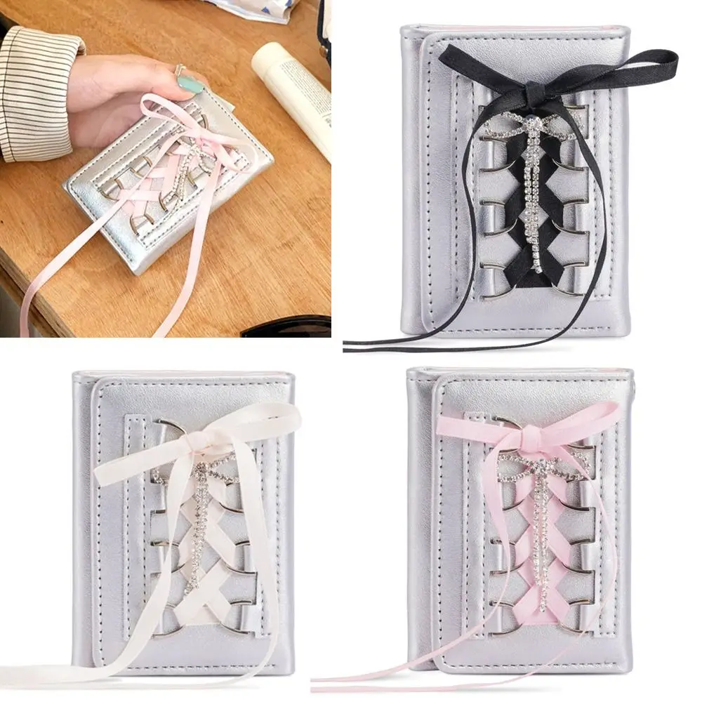 Leather Short Coin Purse Multi Card Slots Purse Ballet Style Card Holder Wallet Button Closure Foldable Wallet Fashion Accessory