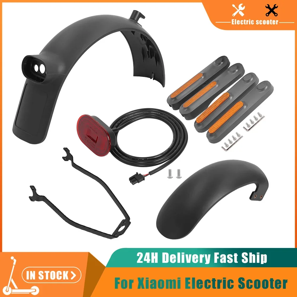 

Electric Scooter Front Rear Fender Taillight Parts For Xiaomi 4 Ultra Front Rear Decorative Cover Reflective Strips Side Shell