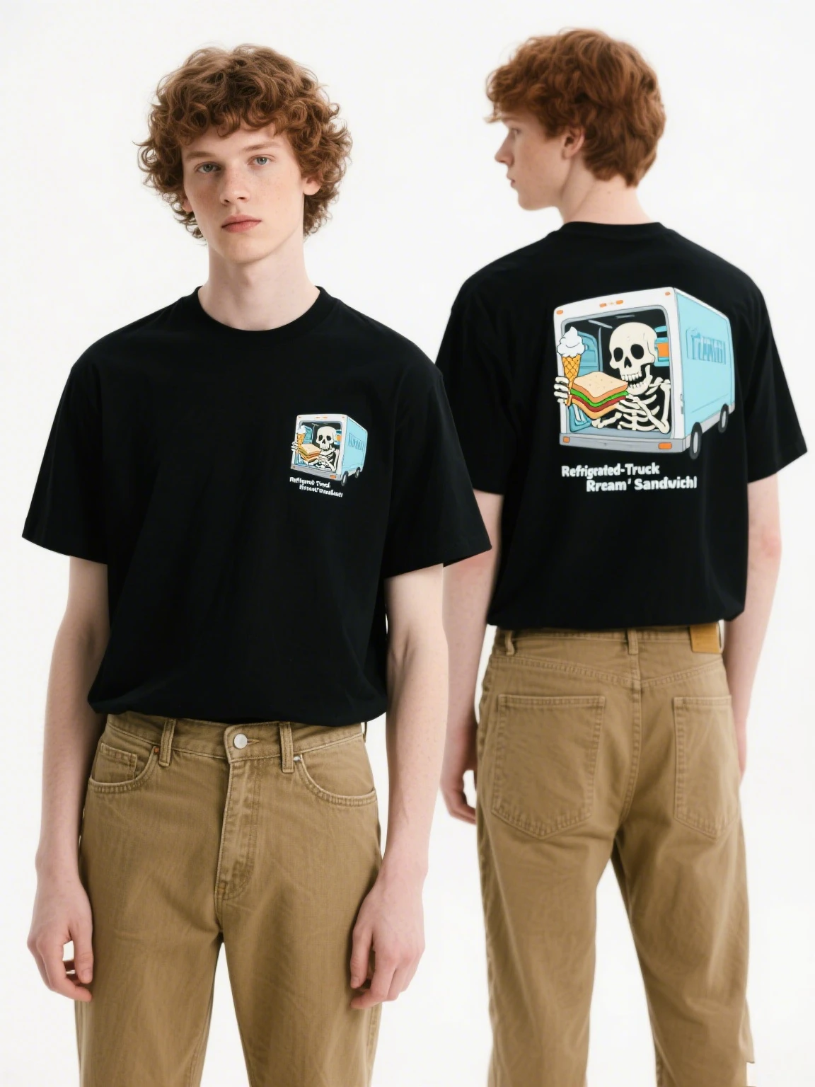 

Casual Black T - Shirt with Skull Motif: Refrigerated - Truck Print for Trend - Lovers Summer Luxury Brand New Arrived S-4XL