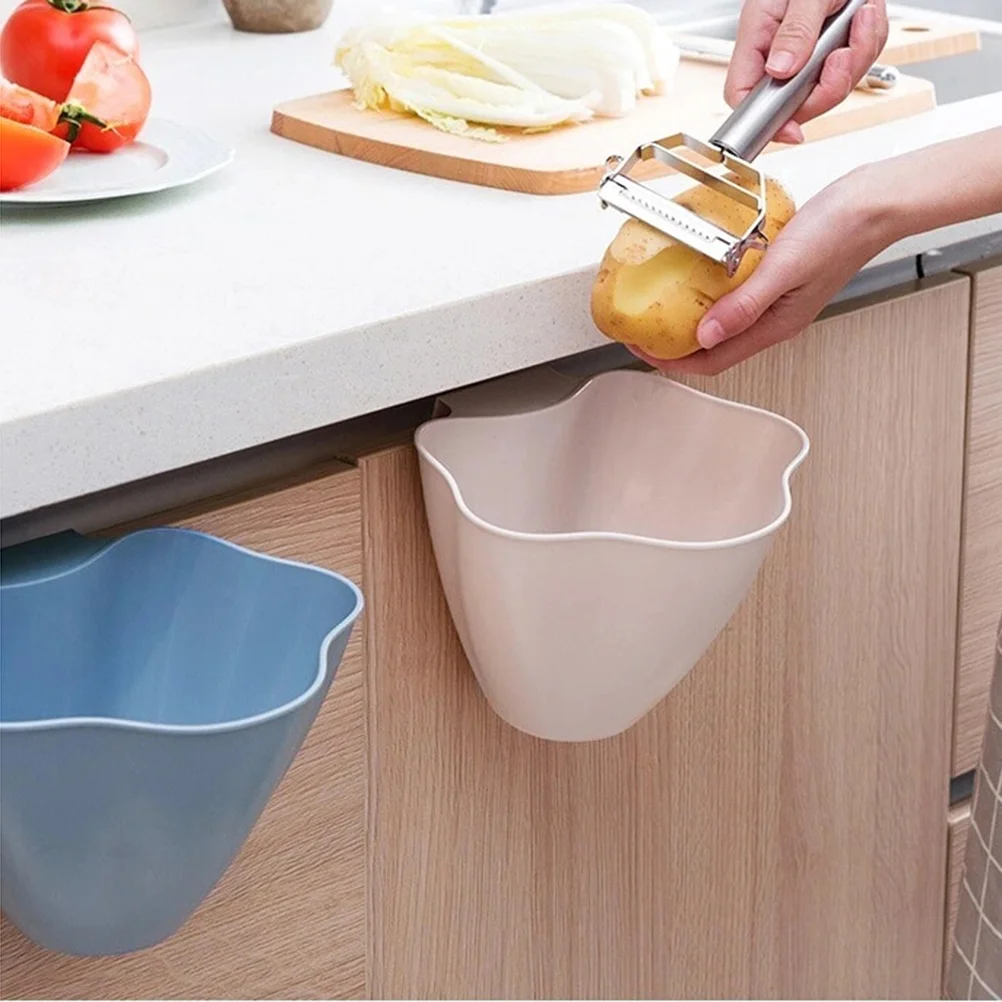 3 Pcs Over Cabinet Door Trash Can Kitchen Storage Container Large Wall Mounted Waste Pink