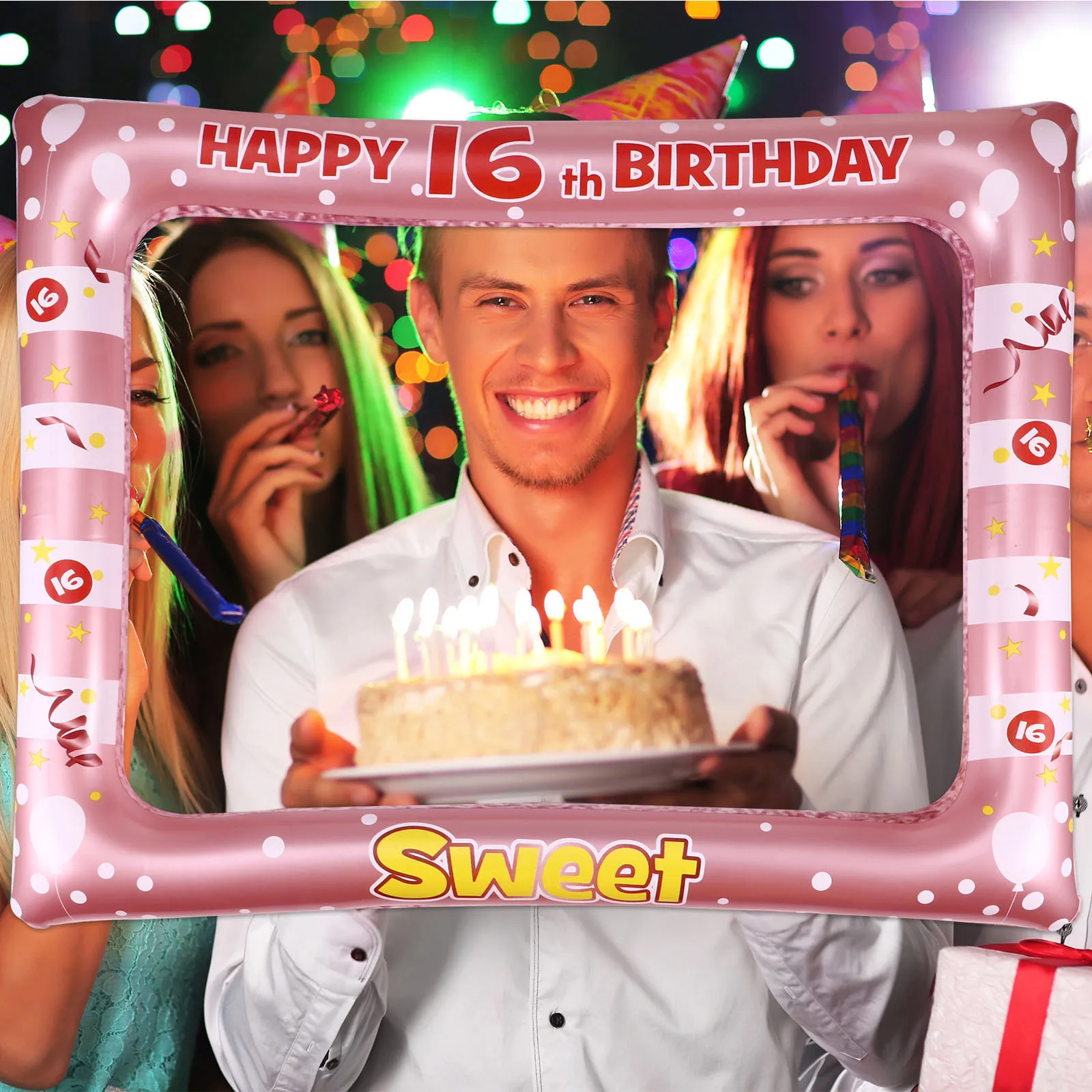 

1Pcs Inflatable PVC Photo Frame Lightweight Birthday Party Photo Booth Frame Birthday Prop for Memorable Photos
